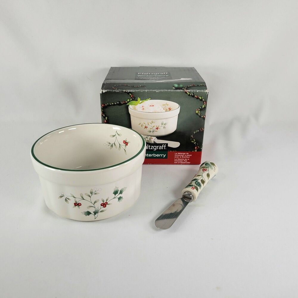 Pfaltzgraff Winterberry Christmas Holiday Dip Serving Set Crock Bowl Cottagecore